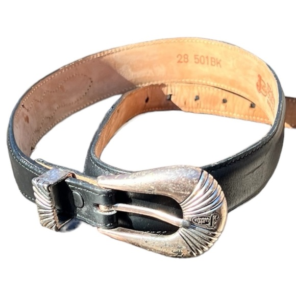 🌻Justin Top Grain Cowhide Black Leather Belt Size 28 - Picture 4 of 11